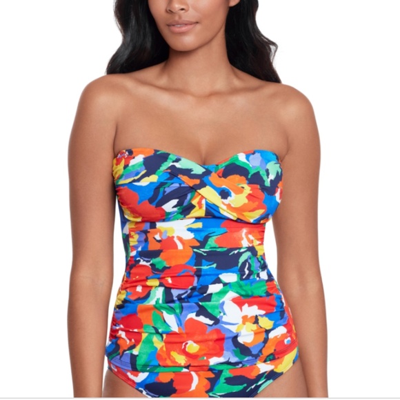 NWT Lauren Ralph Lauren Women's Printed Twist Tankini Top - Bold Abstract - Picture 1 of 1
